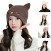 Winter Cute Cat Ear Knitted Hat Warm Beanie Winter Pullover Cap for Womens Girls