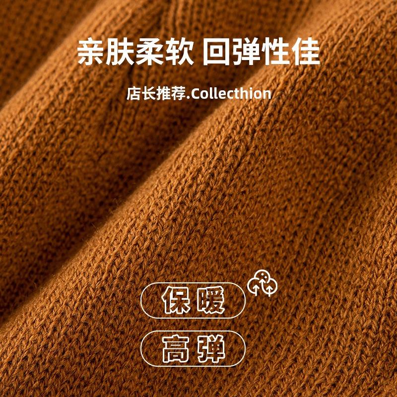 Autumn and Winter Knitted Hat Niche Personality Fashion Melon Rind Wool Hat Warm Protection Amount Simple Letter Cloth Label Cold Hat