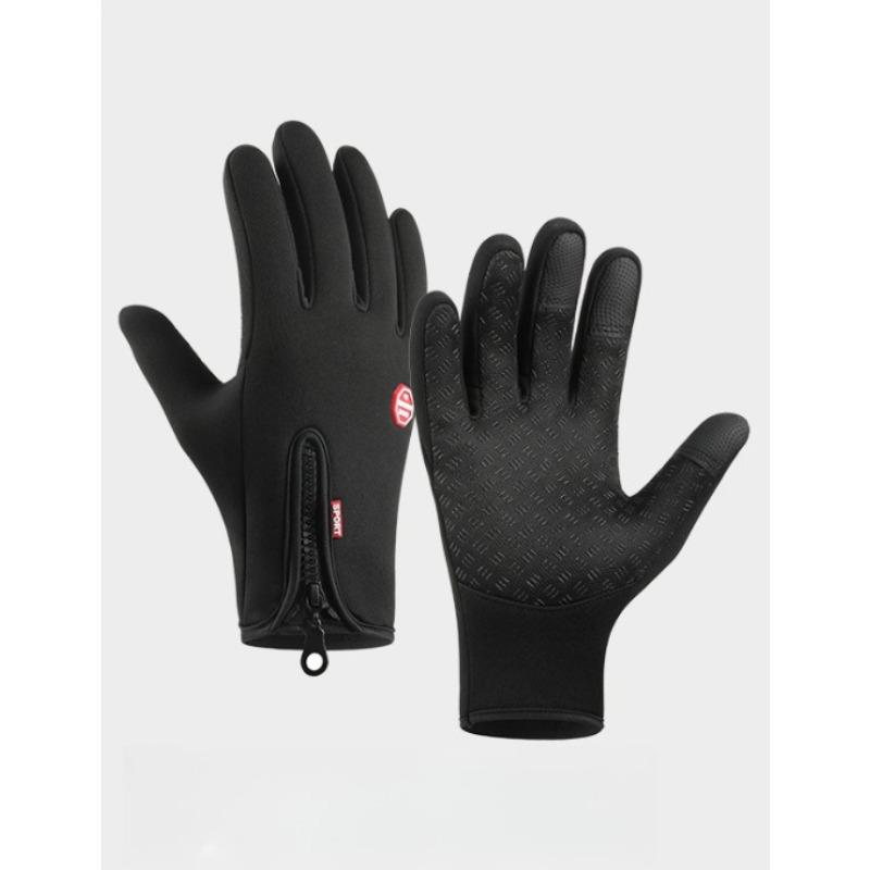 Gloves Zipper Outdoor Sports Gloves Cycling Velvet Touchscreen Waterproof Climbing Gloves S чёрный
