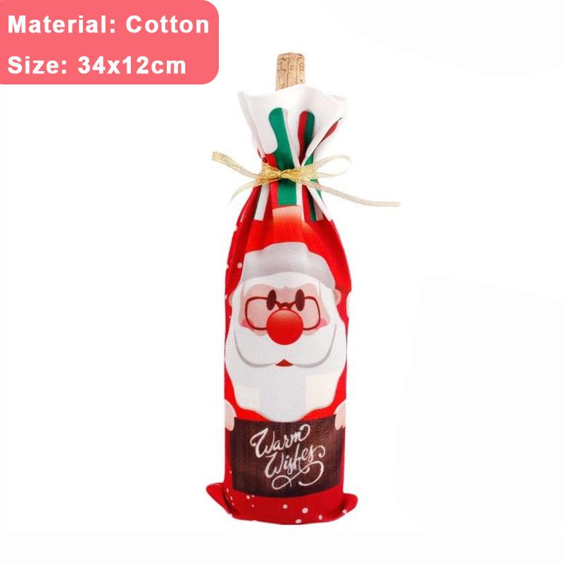 2/1Pcs Creative Christmas Wine Bottle Set Golden Velvet Dress Santa Claus Wine Bottle Cover Xmas New Year Dinner Table Decors