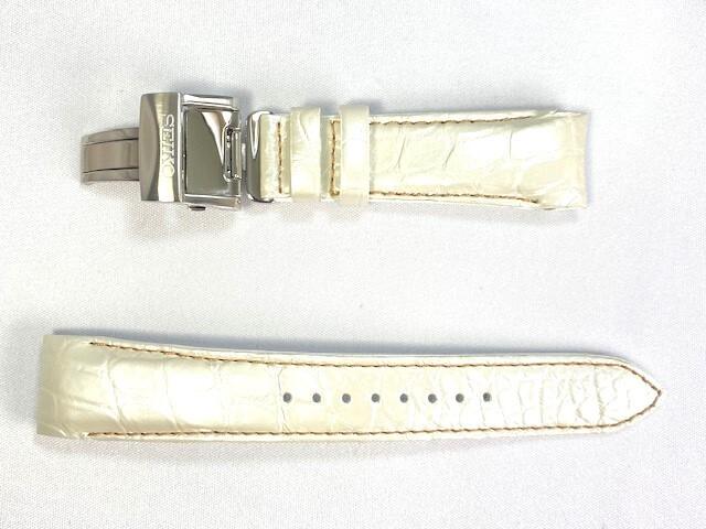 L09G011J9 SEIKO Brightz 21mm Leather for Strap, Crocodile, White, SAGA142/ 8B54-0AY0
