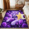 1PC Custom Name Purple Tiger Roses Theme Floor Mat Ideal for Living Room, Game Rooms, Office, Bedroom, Floor Mat Playful Design
