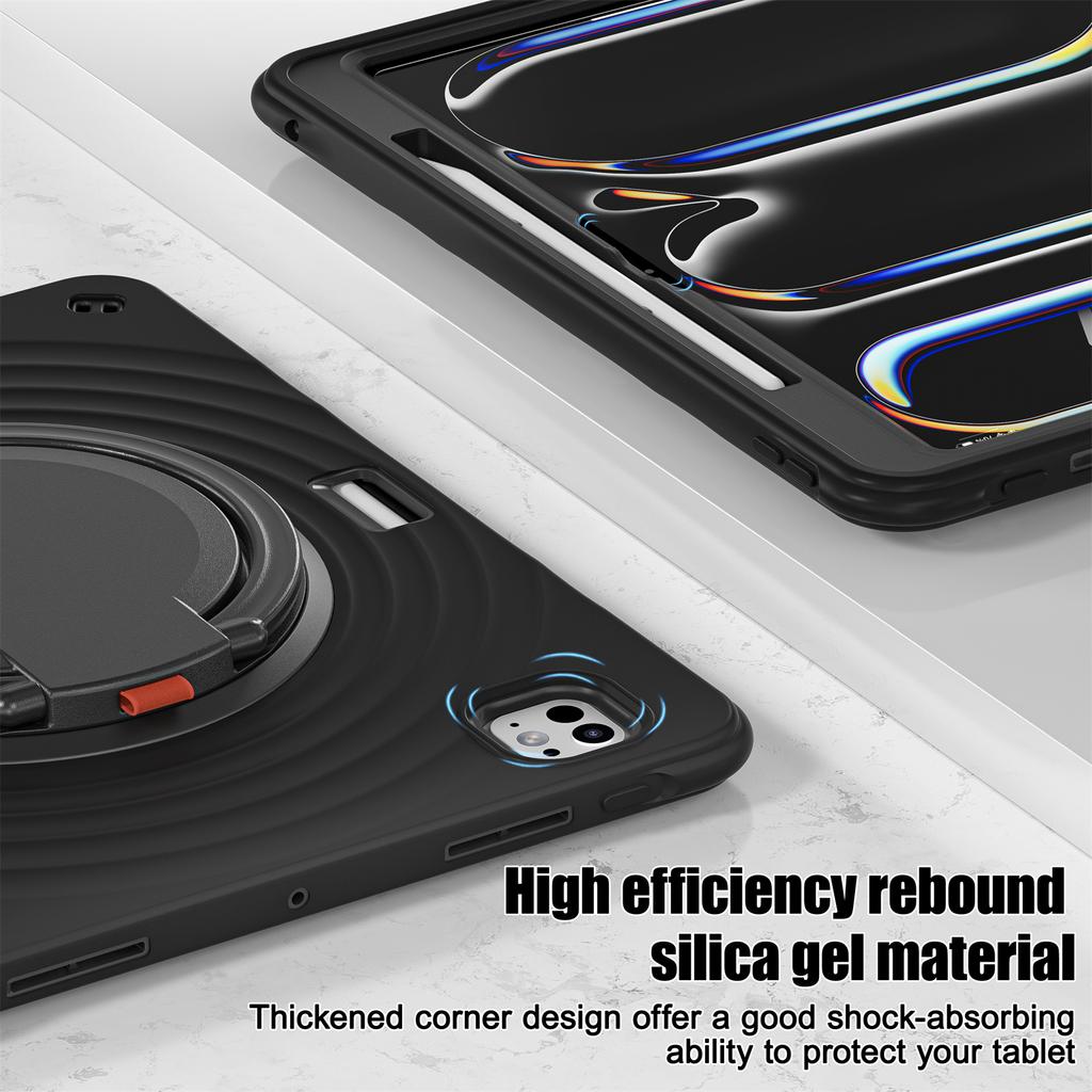 For iPad Pro 13 (2024) Case with Shoulder Strap Kickstand PC+Silicone+TPU Tablet Cover