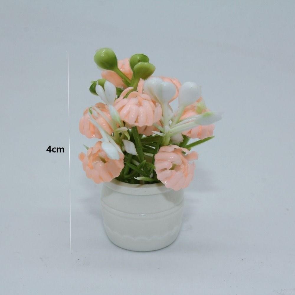 4cm/1.1*5cm Plastic Simulation Vase Green Plant Potted Vase Miniature Dollhouse Decorations