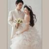 White light wedding dress 2025 spring new dress fashionable light wedding dress one-word shoulder mesh group