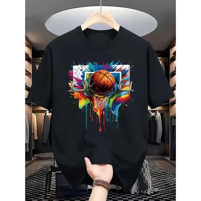 Taglie Europee T-shirt da Uomo Stampa Elegante Girocollo Maglietta Casual Top da Uomo Comoda Vestibilità Regolare