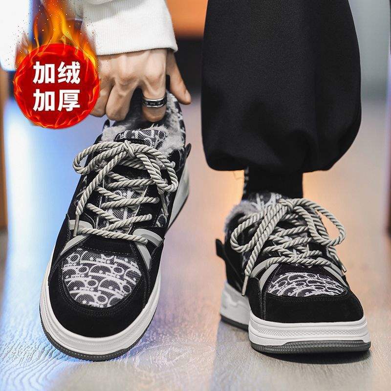 Autumn and Winter Special Large Size Men's Shoes 48 Large Canvas Shoes Fattened 46 Wide Feet Student Casual Shoes Velvet Board Shoes 47 Cotton Shoes