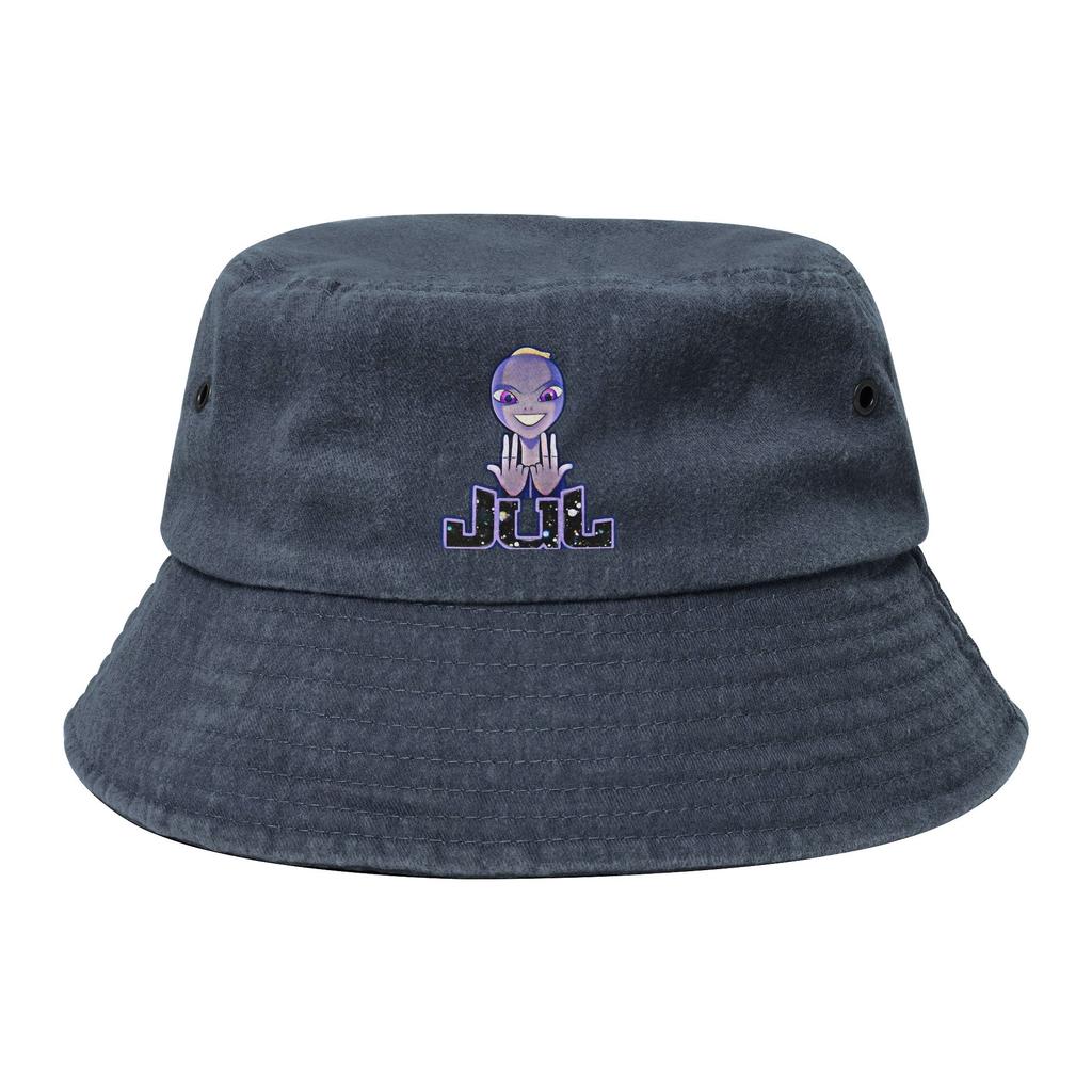 Trendy Jul France Rapper Bucket Hat Unisex Lightweight Outdoor Washed Denim Fishing Caps Travel Headwear