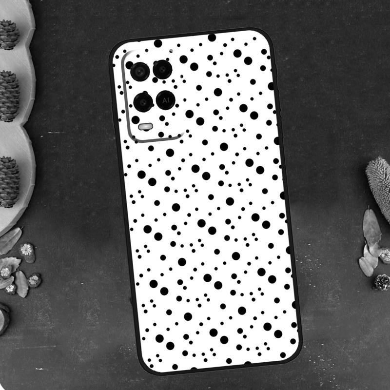 Black And White Polka Dot Case Cover For OPPO Reno 5 Lite A52 A72 A94 A74 A54 A15 A83 A1K A5 A9 A31 A53 2020 Fundas
