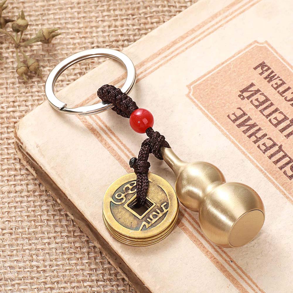 Lucky Rope Blessing Paper Car Accessories Brass Money Car Key Chain Bag Keychain Keyfob Key Rings