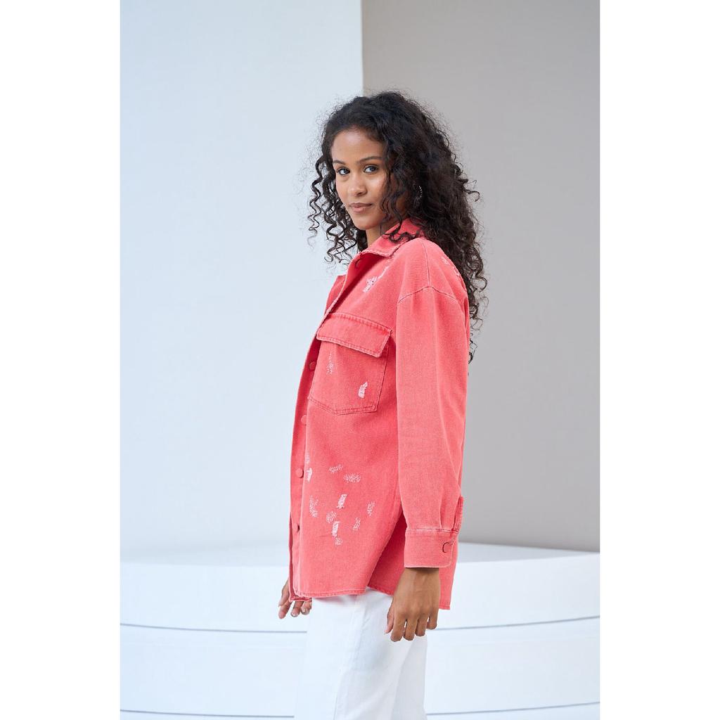 Women Colorful Denim Shirt