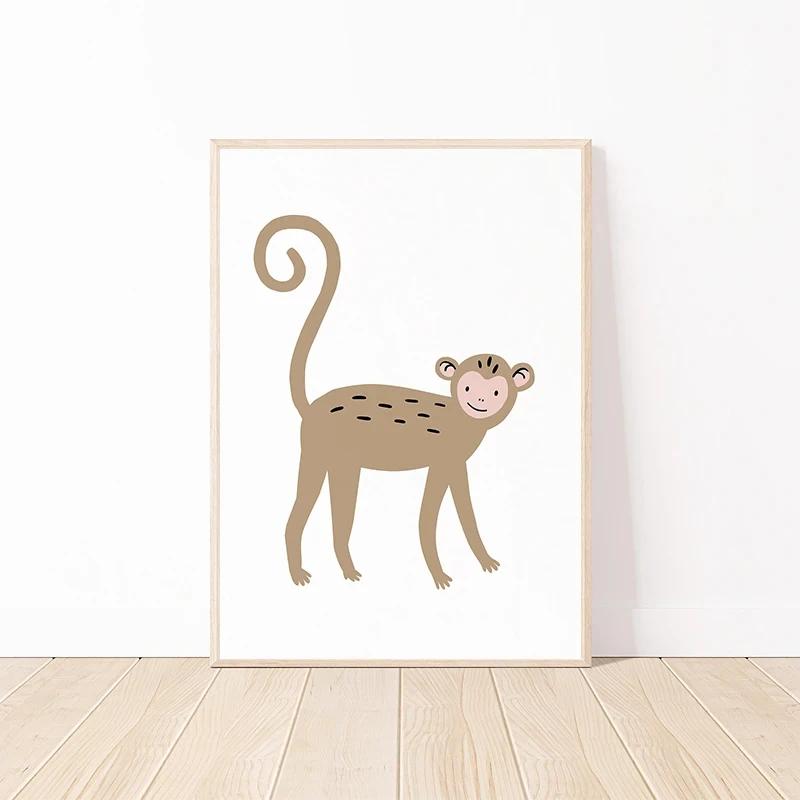 Cute Cartoon Animals Posters Giraffe Donkey Cattle Sheep Prints Canvas Printing Rustic Farmhouse Wall Art Picture for Home Decor