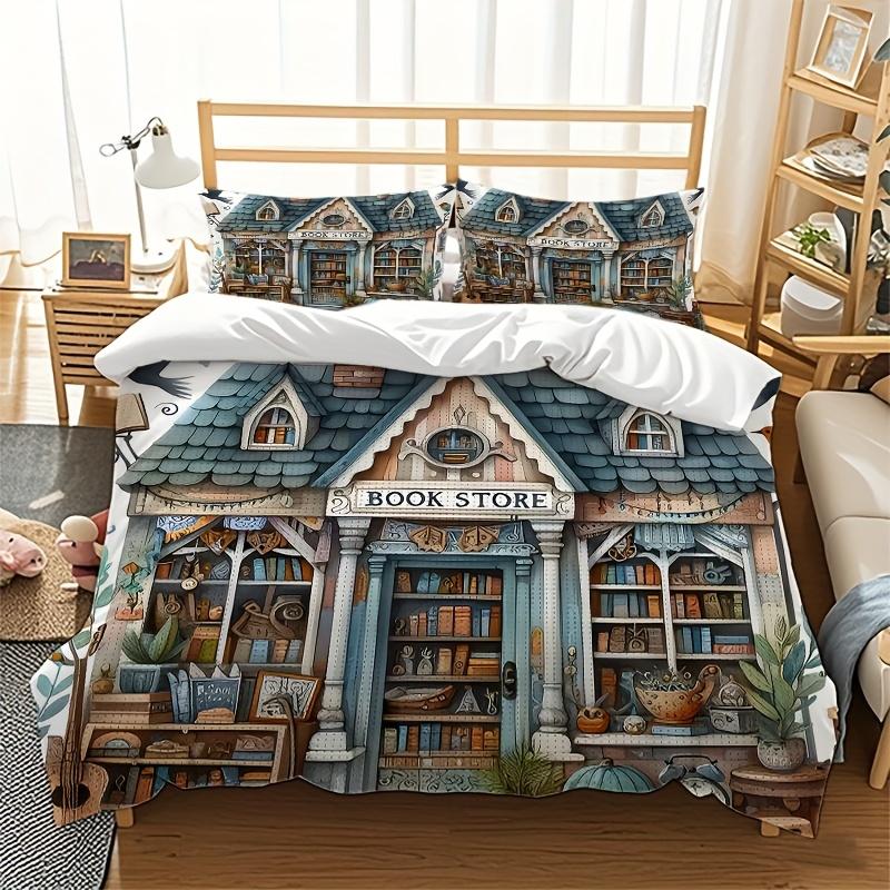 

Book Store Style Bedding Set 3D Printed Duvet Cover Set Single Twin Double Size Home Decor Duvet Cover Set Birthday Gift For Kid Eu Single 135x200cm
