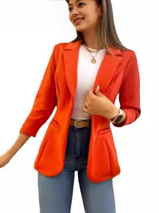 2024 Women's Autumn Solid Color Lapel Long Sleeve Suit Jacket