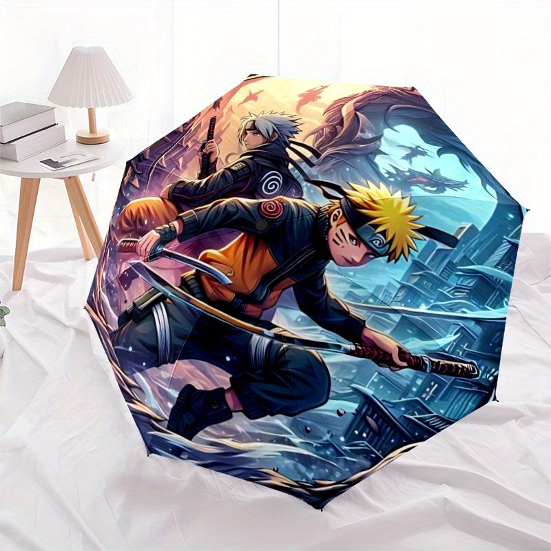 Naruto Kakashi Automatic Folding Umbrella, Self-Opening/ Closing, Durable Windproof Travel Umbrella for Outdoor Adventures a0826006
