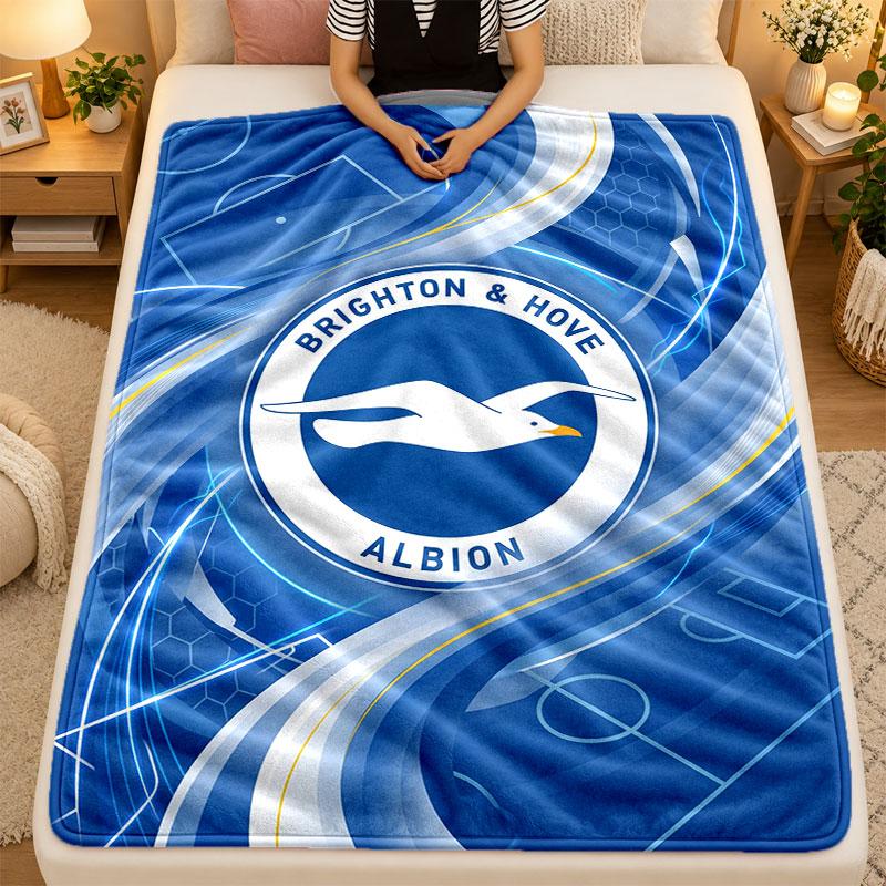 Flannel BlanketBrighton & Hove Albion Football Warm Soft Throw Blanket for Indoor Sofa Bed Living Room Use