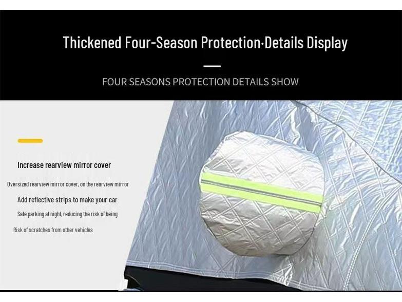 Half Car Cover: Sunshade, Snow & Frost Protection, Anti-Freeze, Rainproof, Summer Heat Insulation, Thickened Fleece Cotton