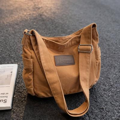 Sac en toile pour femme Commuter Rétro Couleur unie Sac à bandoulière