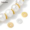 20/40Pcs 14/18K Real Gold Plated Brass Spacer Beads Flat Round Loose Beads For DIY Bracelet Making Accessories,Jewelry Materials