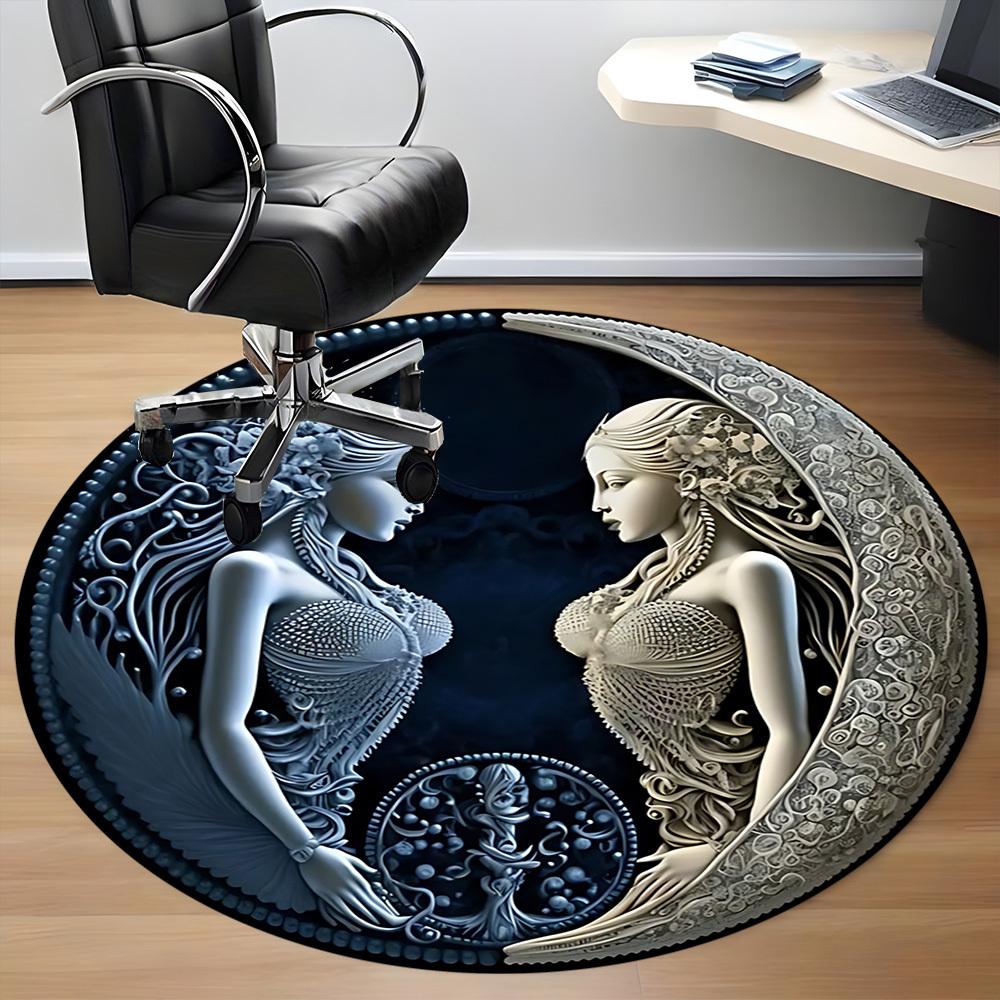 1pc Mythical Creatures Carpet, Round Non Slip Durable Large Size Office Carpet, Suitable for Office