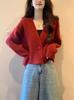Women's Autumn V-Neck Knitted Cardigan - Loose, Soft, Stylish, and Short Sweater