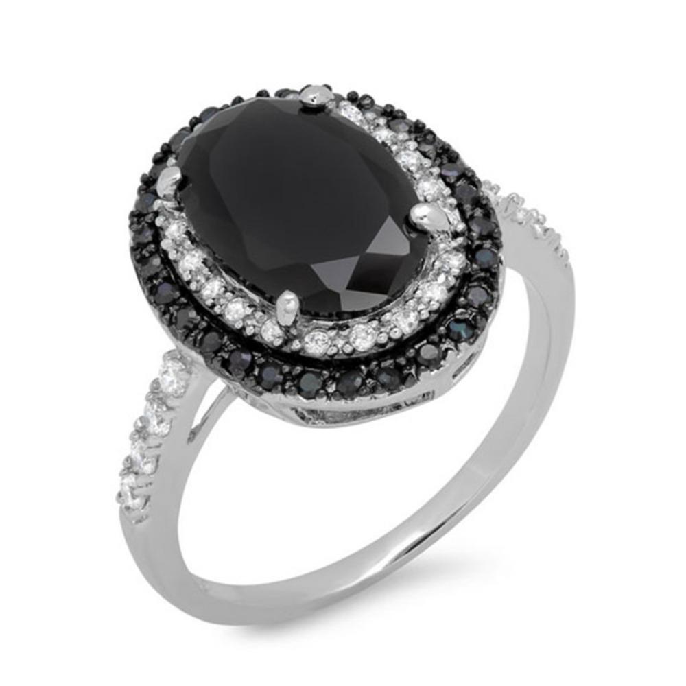 Black Zircon Ring for Women Elegant Two Tone Engagement Band with Pink Gemstone no. 6