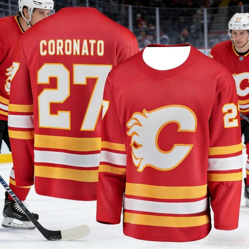 2026 Men's New Model Calgary Men's Ice Hockey Sport Shirt 3D Print Breakthrough Style Red Ball Game Long-Sleeved Shirt Kids