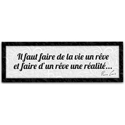[A0161] - Toile créateur "Citations" noir gris (Il faut faire de la vie un rêve et faire d'un rêve une réalité - Curie) - 90x30 cm