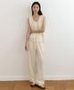 Lingseoul Relaxed Rayon Banding Pants-Cream