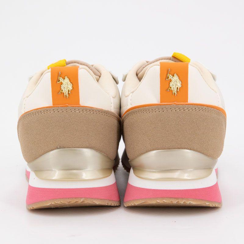 Frisby Sneakers with Pink Sole and Yellow Touch with White Laces for Women US POLO