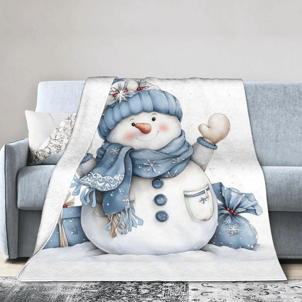 Soft Warm Flannel Blanket for Kids Boys Girls  Airplane Christmas Snowman Design  Perfect for Travel Bed Sofa Living Room