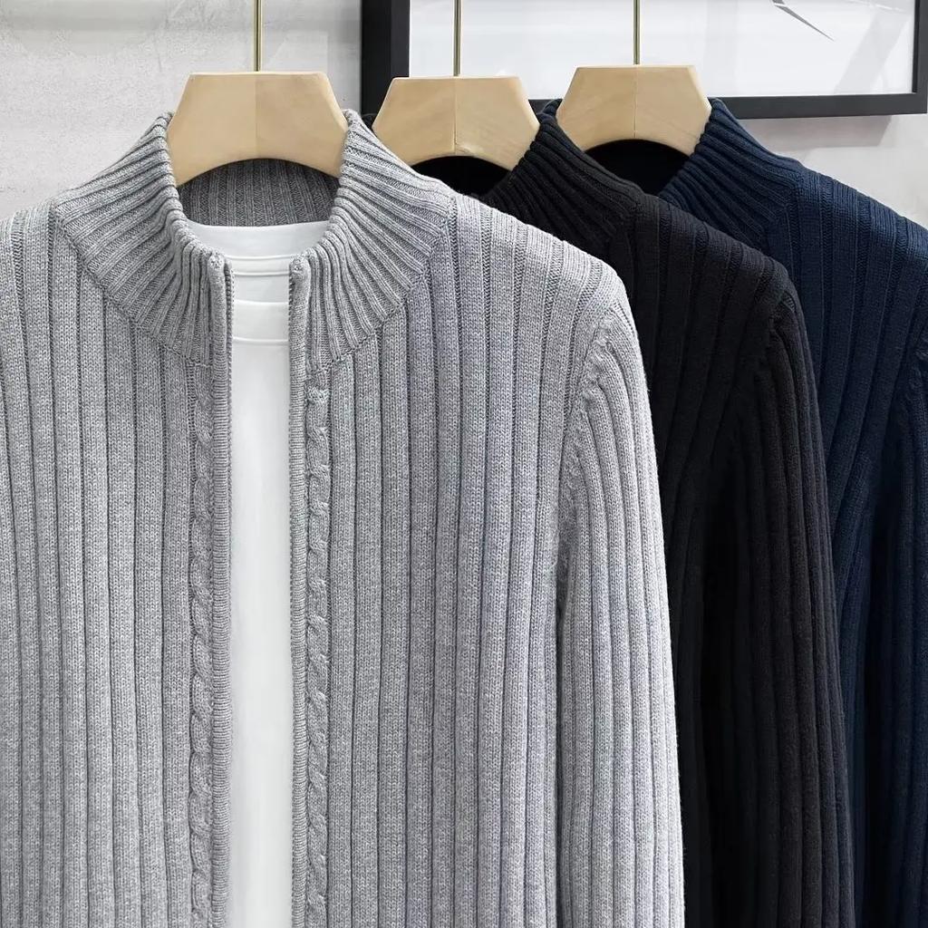 Reißverschluss Cardigan Herren Pullover Gestrickt Uni Pullover Langarm Rollkragen Oberbekleidung Lässig Slim Fit Leichte Dehnbarkeit Herbst