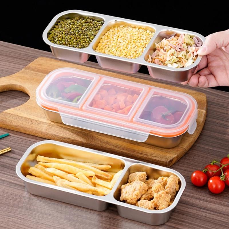 2 Pack Divided Meal Preps Container With Secures Lid Odor Resistant Dishwasher Safe Steel Snacks Box Lunch Organizers