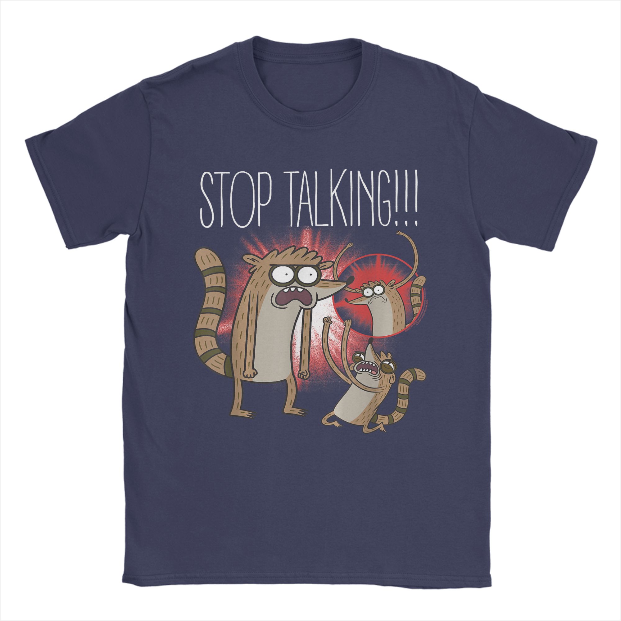 

Regular Show Rigby Stop Talking Men T Shirts Hipster Tees Short Sleeve Round Collar TShirt Cotton Graphic Tops 4XL
