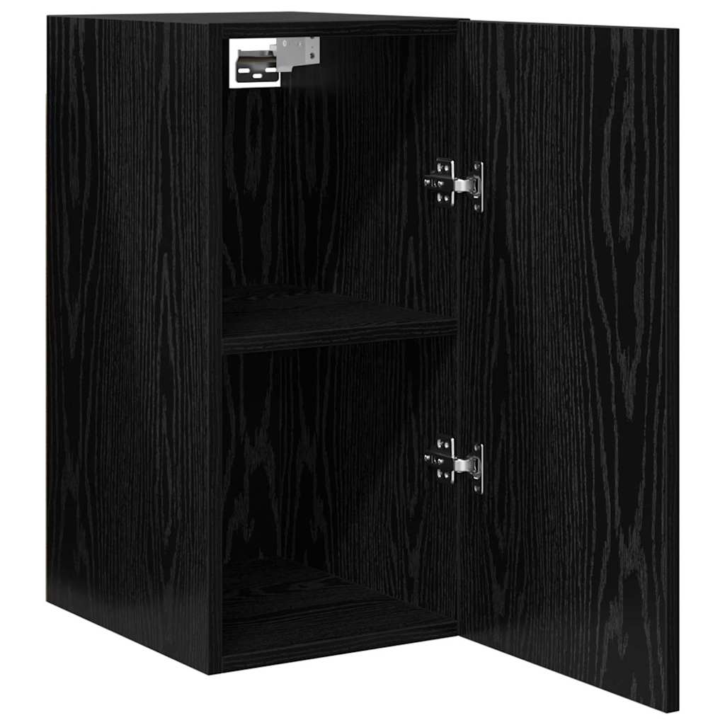 Wall Mounted TV Cabinet Black Oak Effect 30.5 x 30 x 60 cm