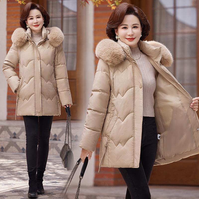 In the elderly mother winter short down cotton jacket grandma winter velvet thickened hooded elderly clothes