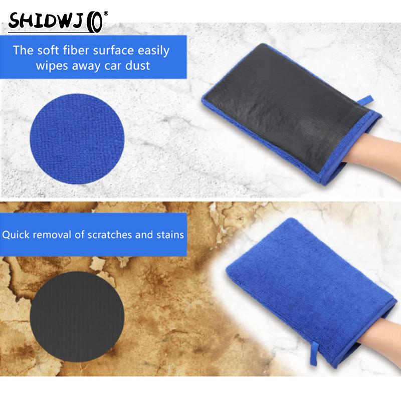 Fine Grade Clay Mitt Car Wash Clay Gloves One Side Clay Bar One Side Microfiber Car Detailing Tool Before Polishing