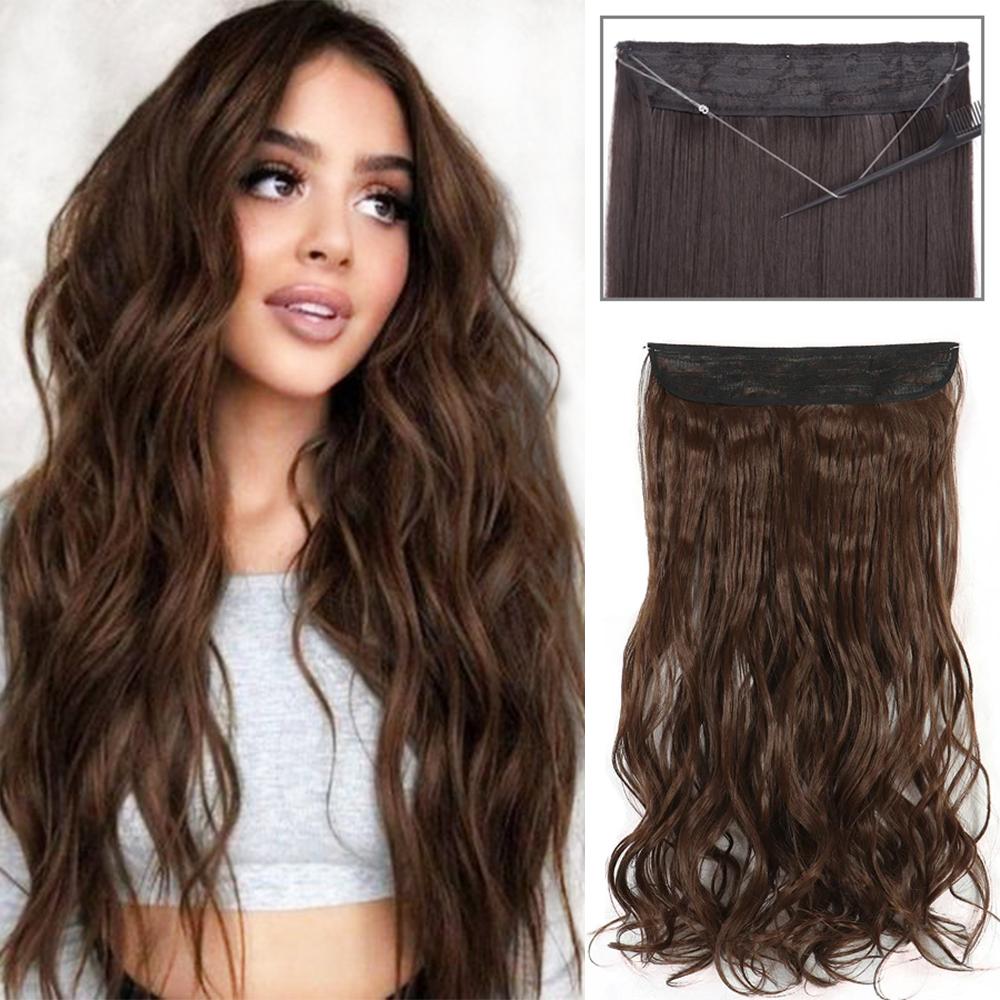 MISSQUEEN Păr Sintetic Lung Ondulat cu Fir Invizibil Fără Extensii cu Clips Păr Natural Secret Ascuns Piesă de Păr Falsă Extensii Pentru Femei Uz Zilnic