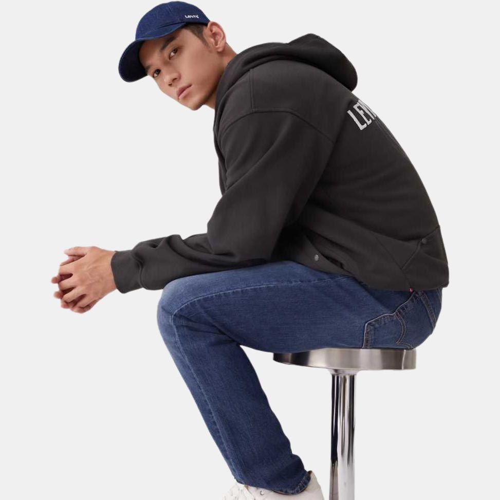 Levis Loose Casual Printed Hoodie Long Sleeve Sweatshirt Men Hoodies Dark-Black Gray 0018V-0001