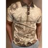 Nautical Print Short Sleeve Polo Shirt, Stylish Casual Top