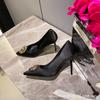 French Black High Heels Women's 2025 New Temperament Muse Fan Stiletto Pointed Sexy Single Shoes Versatile Stiletto