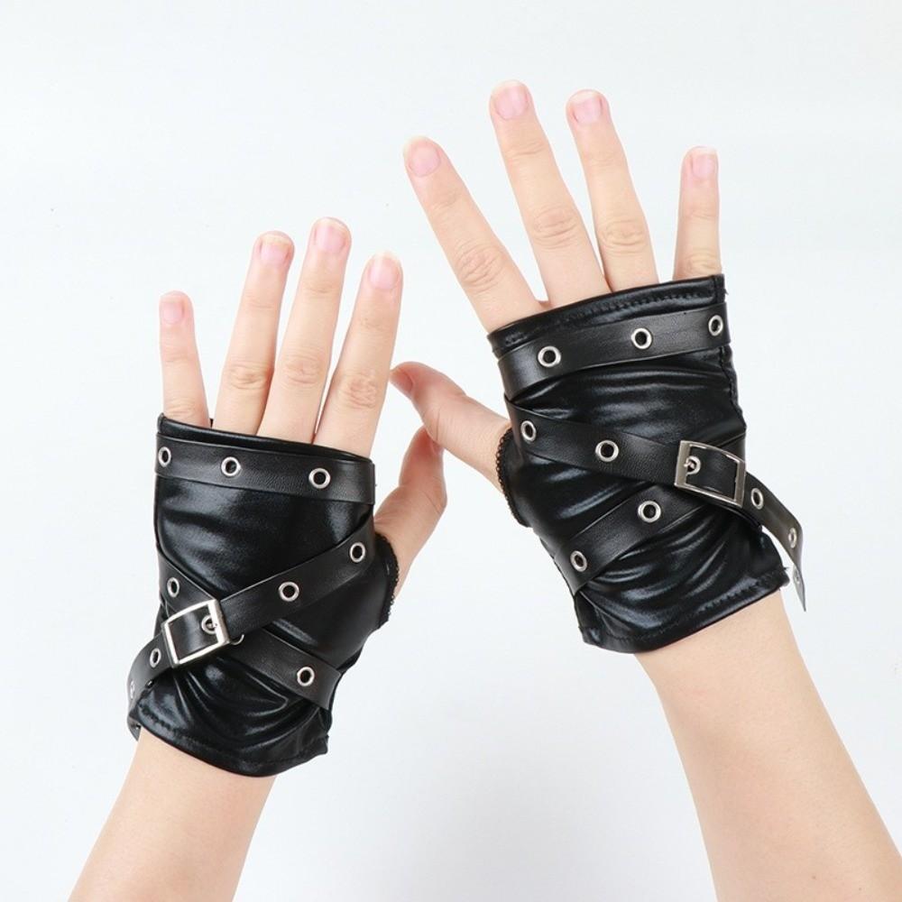 Rivet Half-finger Gloves Y2K Arm Cover Cool Fingerless Mittens Outdoors
