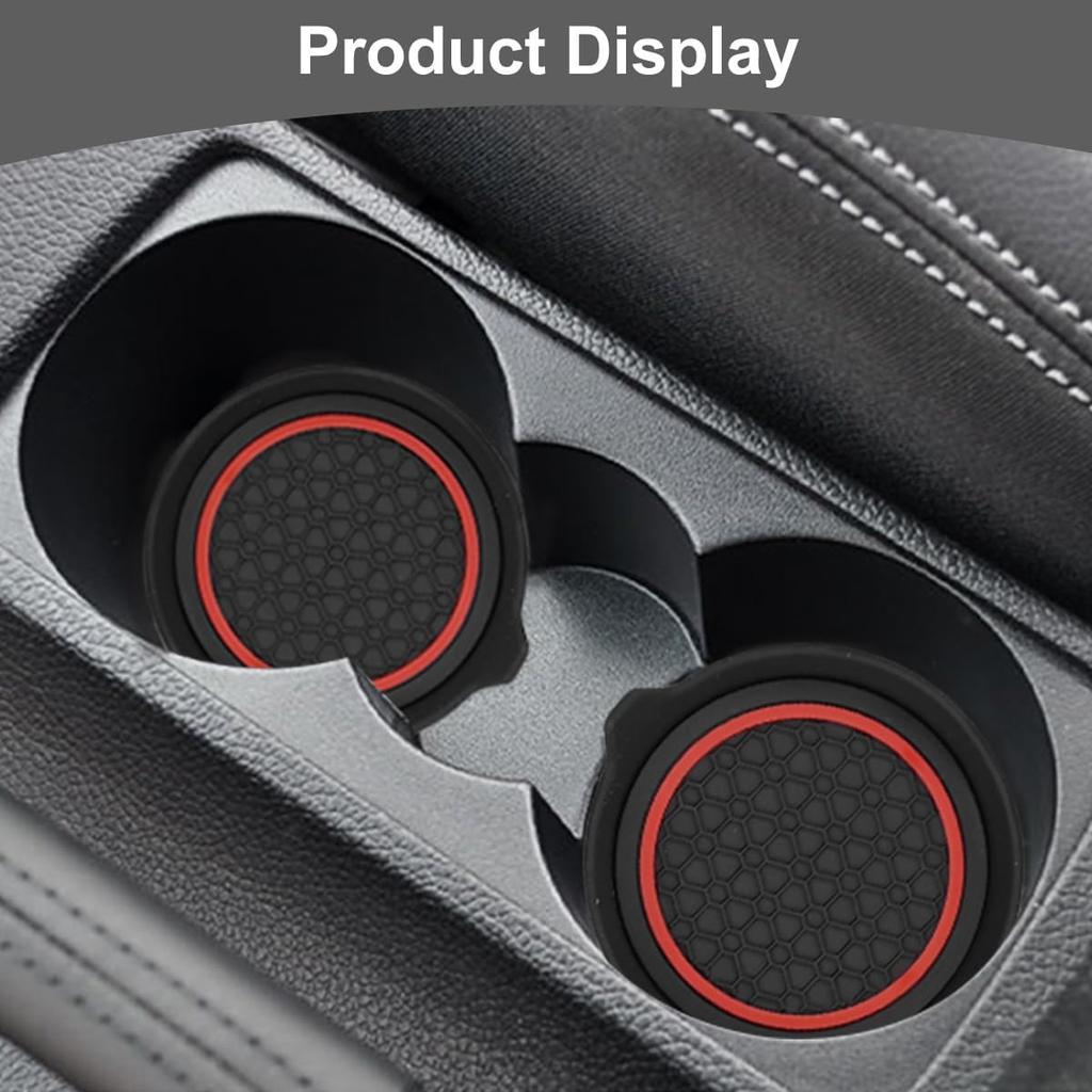HZEL Car Cup Holder Coasters, 4PCS Non Slip Waterproof Vehicle Water Bottle Pads, Recessed Automotive Interior Drink Mat Decoration Accessories,