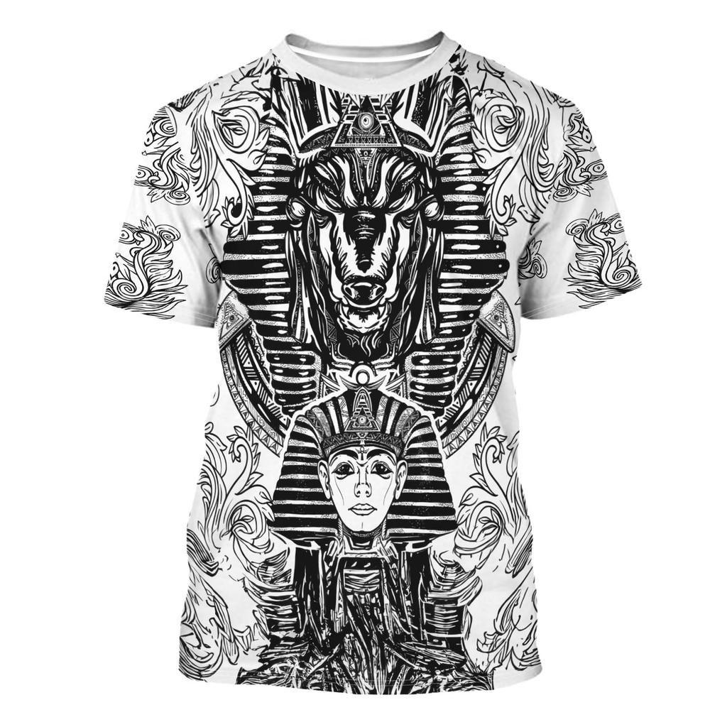 Summer Round Neck 3D Ancient Egyptian Patterns Print Top Fashionable Casual Short Sleeved Men's T-shirts