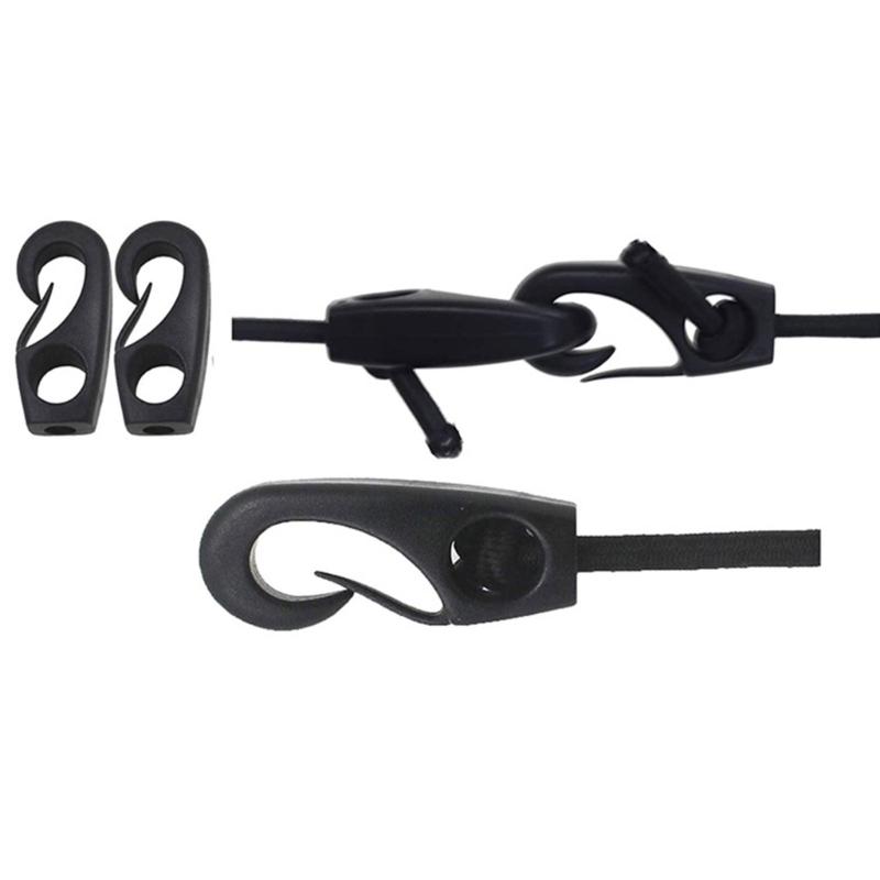 10 Pezzi Gancio Bungee in Plastica Nera Tenditore per Corda Gancio Strumento Fisso Gancio di Fissaggio Bungee per Kayak Canoe Barche Accessori