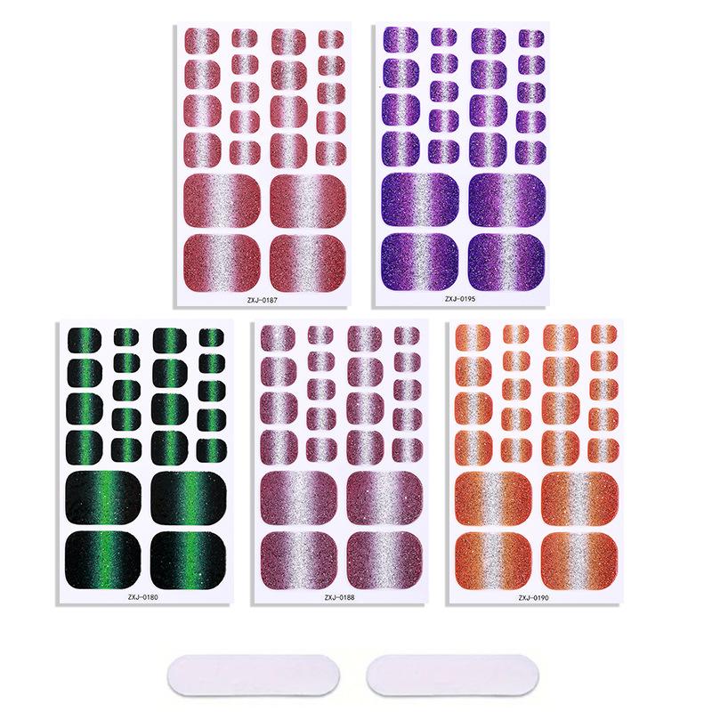 Pink Line Cat Eye Toenail Stickers, Summer Hot Item, Waterproof Nail Stickers for Girls, Whitening Effect