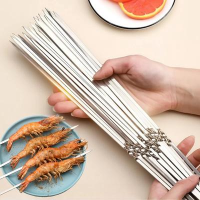 10/20 Stück Grillspieße Edelstahl Flache Spieße Wiederverwendbare BBQ-Spieße Kebab Eisenstab Für Outdoor Camping Picknick BBQ Werkzeuge