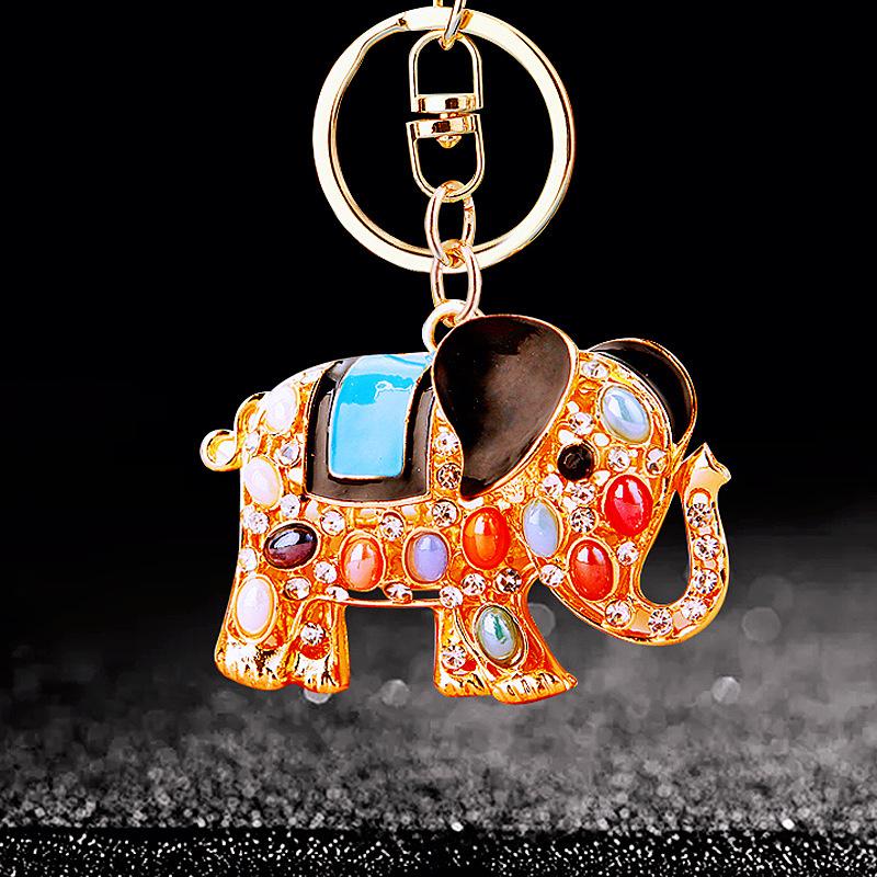 Sale Precious Stones Inlaid Thailand Elephant Car Elegant Charm Pendant Car Holder Bag Charm