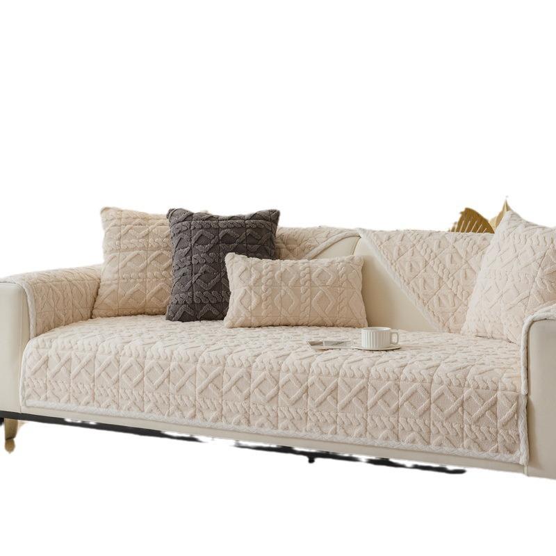 Modern Simple Winter Sofa Cushion Winter Solid Color Soft Velvet Cushion Cushion Cover Sofa Cover Anti-slip Thickening