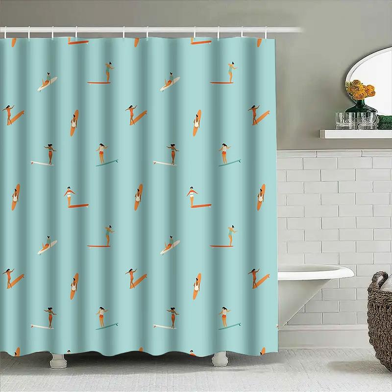 Shower Curtain Beach Ocean Wave Blue Bathroom Decor Coastal Seascapes Waterproof Fabric Liner Home Textile Room Divider